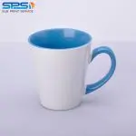 Чашка для сублимации цветная внутри и ручка Latte (голубая)