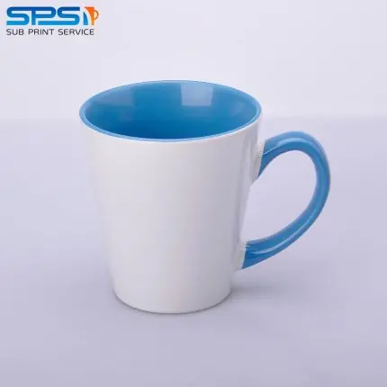 Чашка для сублимации цветная внутри и ручка Latte (голубая)