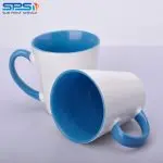 Чашка для сублімації кольорова всередині і ручка Latte (блакитна)