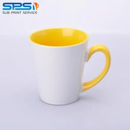 Чашка для сублимации цветная внутри и ручка Latte (желтый)