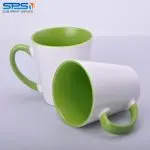 Чашка для сублімації кольорова всередині і ручка Latte (салатовий)