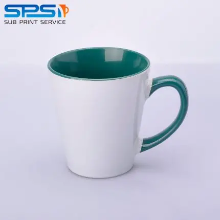 Чашка для сублимации цветная внутри и ручка Latte (зеленый)