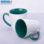 Чашка для сублимации цветная внутри и ручка Latte (зеленый)