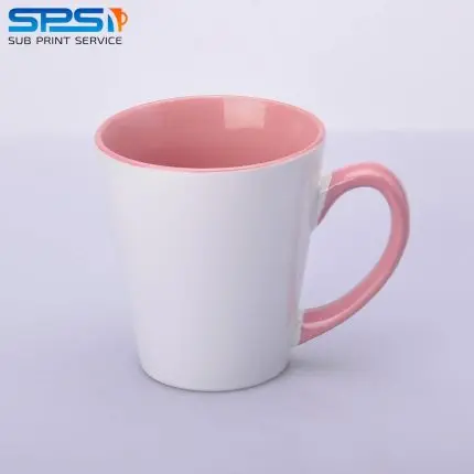 Чашка для сублимации цветная внутри и ручка Latte (розовый)