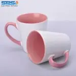 Чашка для сублимации цветная внутри и ручка Latte (розовый)