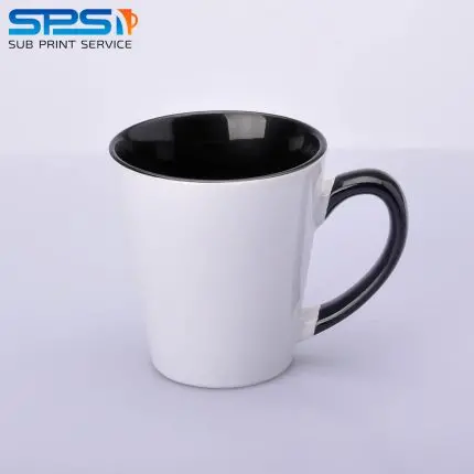 Чашка для сублимации цветная внутри и ручка Latte (черный)
