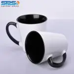 Чашка для сублімації кольорова всередині і ручка Latte (чорний)