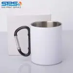 Кружка для сублімації біла з карабіном (чорний карабін)