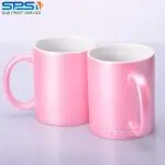 Чашка для сублимации перламутровая розовая 330 ml