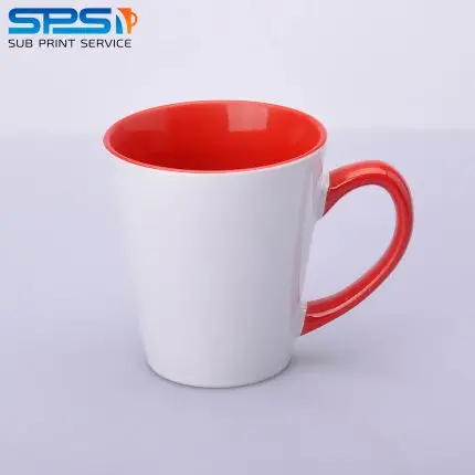Чашка для сублимации цветная внутри и ручка Latte (красная)