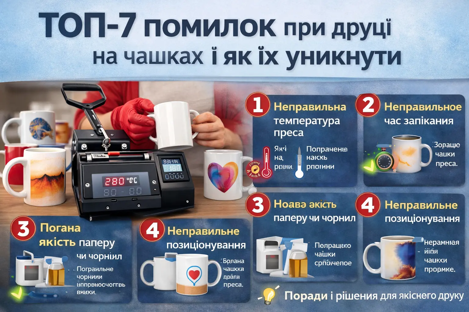 ТОП-7 помилок при друці на чашках і як їх уникнути