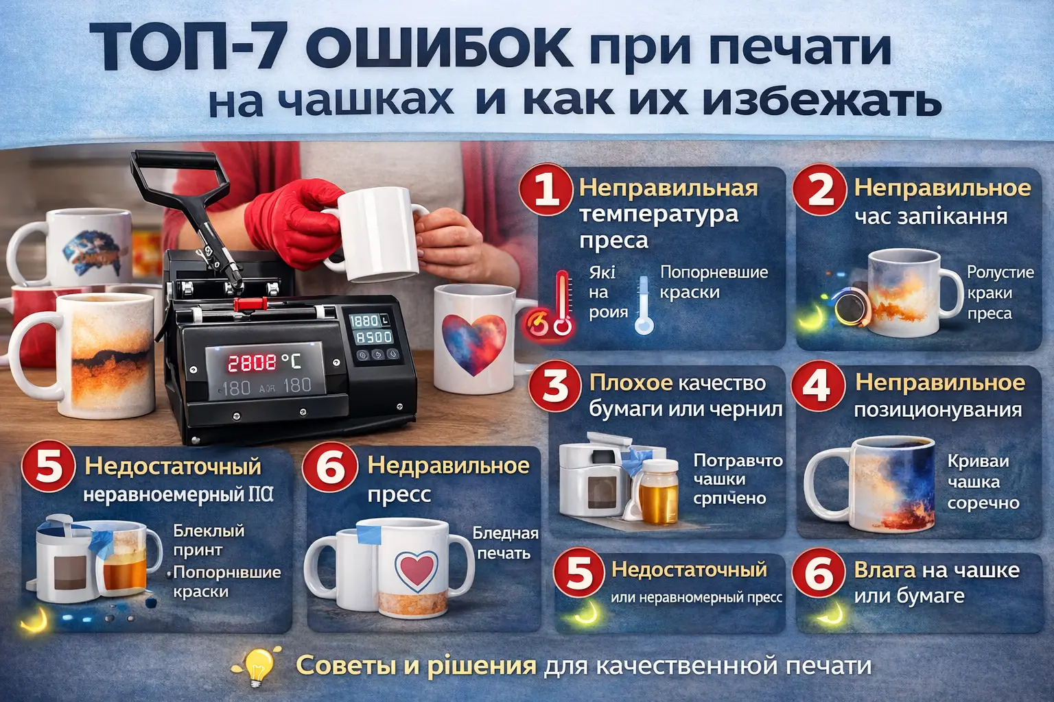 ТОП-7 ошибок при печати на чашках и как их избежать